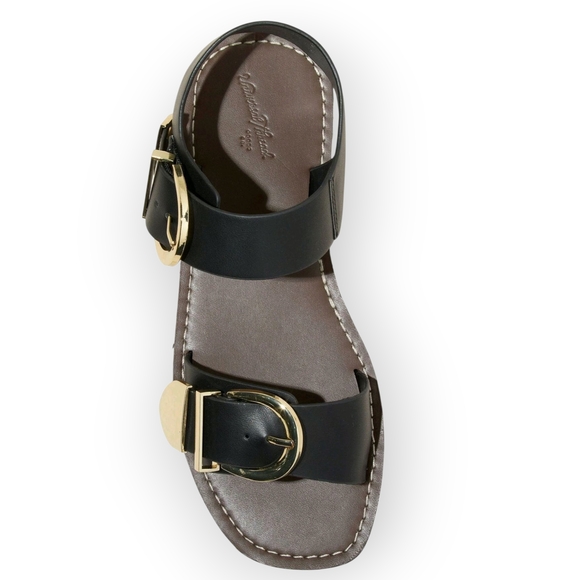 Universal Thread Black Sandals with Gold Buckles - Picture 3 of 8